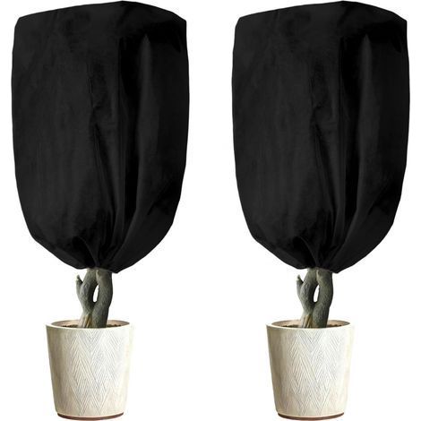 Lot de 2 Voile d'hivernage pour Citronnier en Pot 80cm X 120cm, Voile Hivernage Plante Exterieur 80g/m², Housses de Protection pour Plantes pour Palmiers Olivier, Noir (1/5)