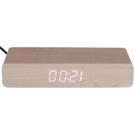 Réveil chargeur induction bois naturel