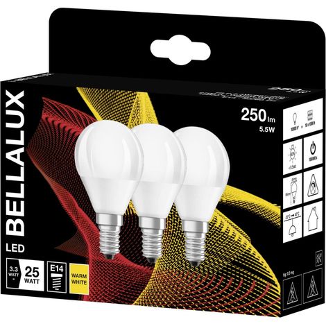 BELLALUX Lampada a LED, base E14, bianco caldo (2700K), opaco, forma a goccia, sostituzione della lampadina convenzionale 25W, confezione doppia (1/3)