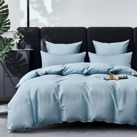 Mako Satin Bettwäsche 155x220 cm Hellblau, 100% Baumwolle, 4 Jahreszeiten