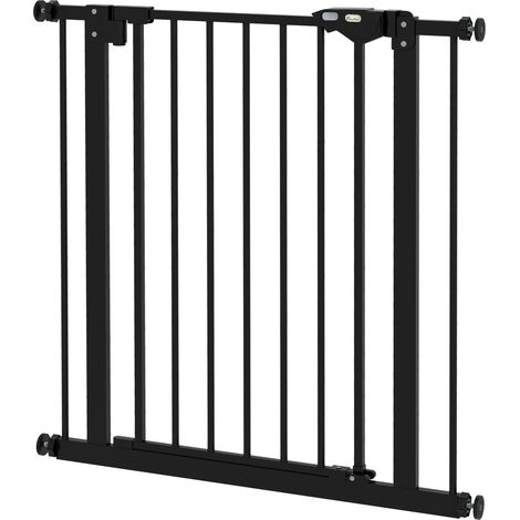 PawHut Cancelletto per Cani a Chiusura Automatica per Scale e Porte 68x77cm Nero