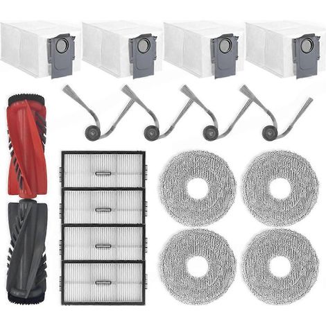 Ersatzteile für Roborock Qrevo CurvX/Qrevo EdgeT/Saros 10R/S9 MaxV Slim: Hauptbürste, HEPA-Filter, Reinigungstuch und Staubbeutel