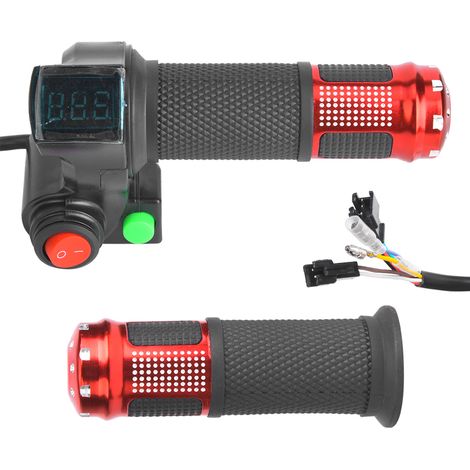1 Paar universelle Drehgasgriffe mit LED-Spannungsanzeige für 12–99 V Elektrofahrräder und -roller (1/5)