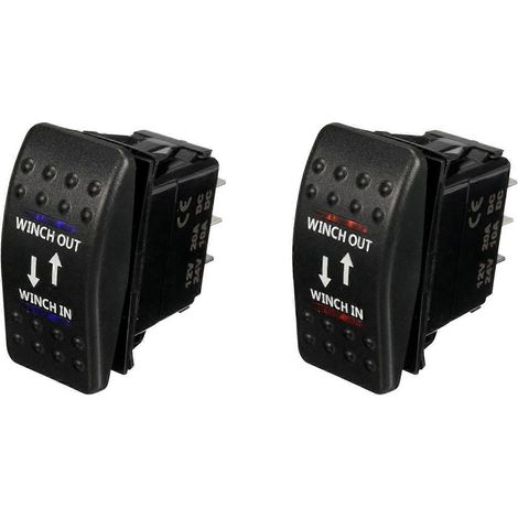 Lot de 2 interrupteurs à bascule 12 V 20 A pour treuil (entrée/sortie), 7 broches, LED rouge et bleue (1/5)