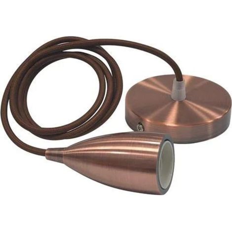 Suspension câble (1m) Edison cuivre E27 IP20 max 60W (1/3)
