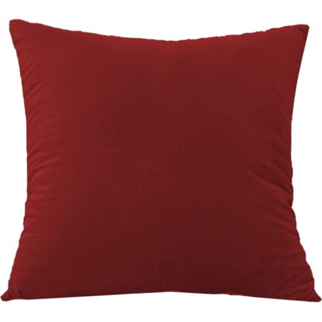Housse De Coussin Velours - Rouge - Fermeture Éclair Cachée - Pour Canapé Lit - 45 x 45 cm - Unité (1/5)
