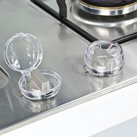Lot de 6 protections transparentes pour boutons de cuisinière, résistantes à la chaleur et sécurisées pour enfants, compatibles avec les plaques de cuisson à gaz et les fours.