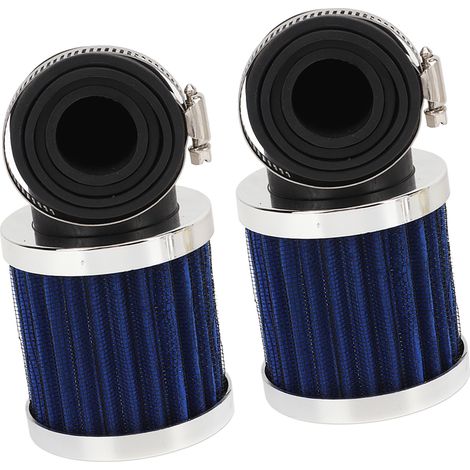 Filtre à air moto 2 pièces, coude 90° pour carburateur 28-48mm, admission d'air inclinée, scooter, quad, dirt bike, bleu, nettoyant filtre (1/5)