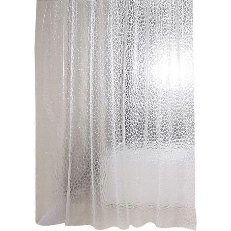 Rideau de douche transparent en EVA imperméable, effet 3D carré, 180 x 200 cm, 12 crochets (1/5)