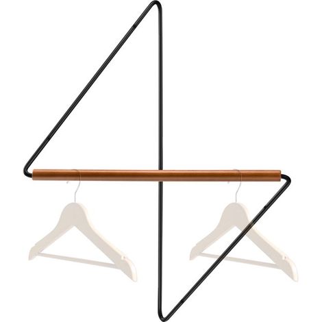 Eckkleiderständer, 90°-Wandgarderobe aus Eisen mit Holzdekor, für Kleidung, Handtücher, Decken, 90°-Ecken – Schwarz (1/5)