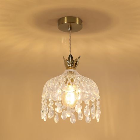 Plafonnier en cristal doré E27 suspension couloir moderne (ampoule non incluse) nécessite une fixation perforée (1/4)
