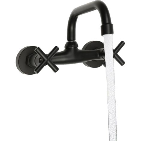 Rubinetto a parete, struttura in rame e ceramica, girevole a 360°, design a doppia maniglia, filettatura NPT da 1/2", a tenuta stagna. (1/5)