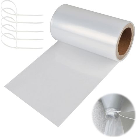 10M Tuyau de Gouttière Rouleau Transparent pour Tuyaux d'écoulement Ø125mm en Film PE, Tube de Pluie Gouttière de Rechange Provisorium, Provisoire de Tuyau de Descente avec 5 Serre-Câbles (1/5)