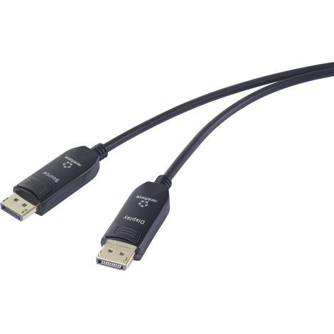Câble de raccordement Renkforce fibre optique / DisplayPort Fiche mâle DisplayPort, Fiche mâle DisplayPort 15.00 m noir RF-6117768 8K UHD Câble Di V366613 (1/3)