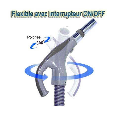 Atepac – Flexible pour aspiration centralisée 8m – Interrupteur universel – Compatible avec toutes marques – Embout diamètre 37mm