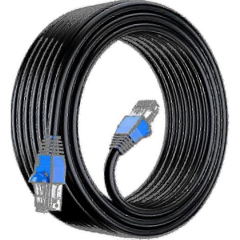 Câble Ethernet Cat6 étanche pour extérieur, 50 m, à enfouir directement - UTP CCA 550 MHz, noir
