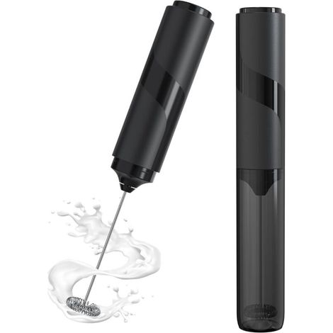 Montalatte elettrico, mini frusta in acciaio inox con coperchio, motore extra potente, adatto per caffè/caffellatte/cappuccino/cioccolata calda