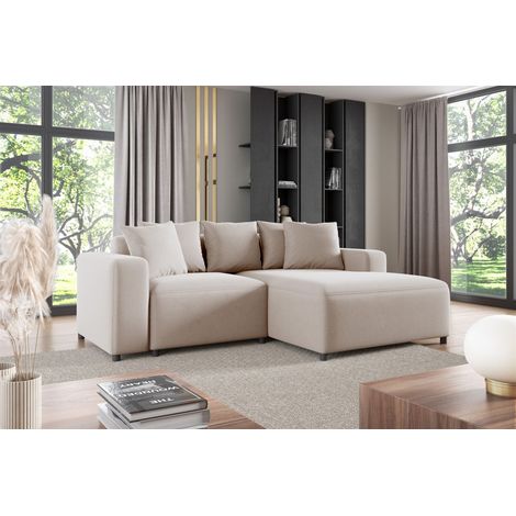 Ecksofa Designersofa Sofa MEGAN XS in Stoff Salvador Hellbeige Ottomane Rechts (1/2)