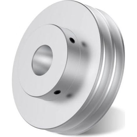 Poulie en alliage d'aluminium à double gorge 80mm OD 25mm (1") trou fixe pour l'arbre d'entraînement de la roue du moteur de la perceuse 6mm (1/4") Courroie ronde en PU (1/5)