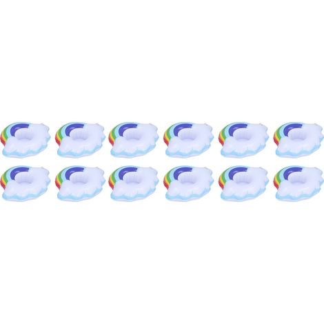 12 pièces de montagnes russes gonflables colorées en forme de nuage avec porte-gobelet – jouets pour enfants pour la piscine d'été. (1/5)