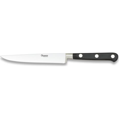 Cuchillo Verdurero Martinez Albainox con Mango de Polioximetileno de color Negro y Hoja Acero Inox 12.5 cm, en blister de presentación 17241