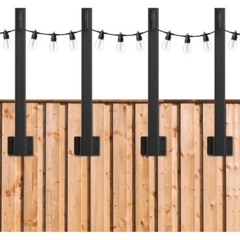 Juego de 4 postes de luz exteriores ajustables con clips, adecuados para patios, jardines, bodas y vacaciones. (1/5)