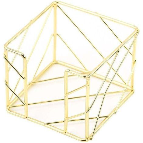 Organiseur de notes adhésives - Étagère de rangement - Étagère de rangement en métal - Boîte à notes ajourée créative - Accessoires de rangement de bureau - Porte-Post-it - Doré (1/4)