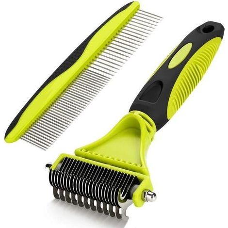 Brosse Chien Brosse Chat,Peigne Déméloir Chien Professionnel et Brosse Chien Poil Long,Râteau de Toilettage pour Chien et Chat Réd (1/4)