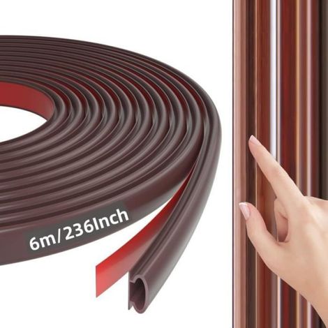 Joint D Etanchéité Type D - Bande Autocollante En Caoutchouc TPE - Isolation Thermique Et Acoustique Pour Portes Et Fenêtres - 6 M - Marron (1/4)