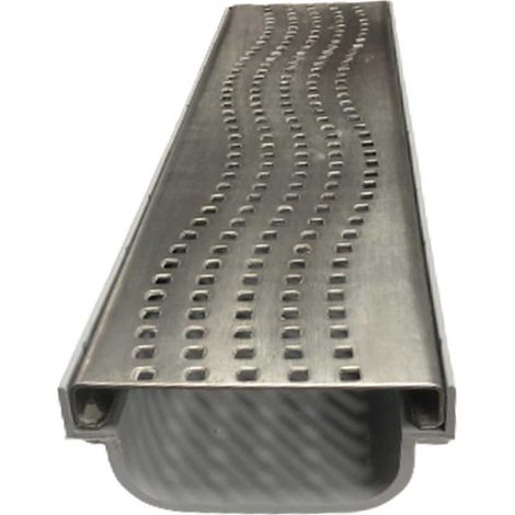 Adequa – Caniveau d'évacuation bas niveau 500x130x70 mm – Grille en acier inoxydable AISI 316 – Résistance à la corrosion – Classe A-15