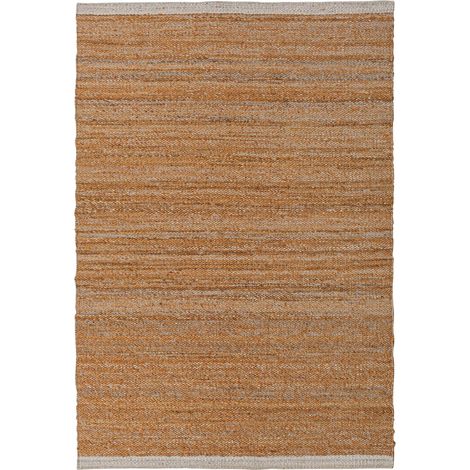 Tapis en jute marron brillant style classique pour salon chaleureux - Marron naturel jute clair (1/5)