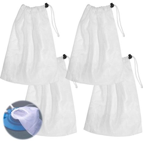 Lot de 4 sacs de nettoyage pour piscine – Mailles fines – Avec fermeture à cordon – Pour aspirateur de piscine (1/5)