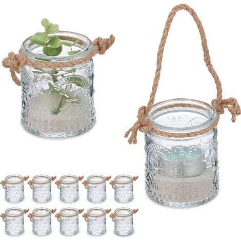 Photophores, Lot de 12, Verres avec Anse, 7 x 6 cm, intérieur (1/5)
