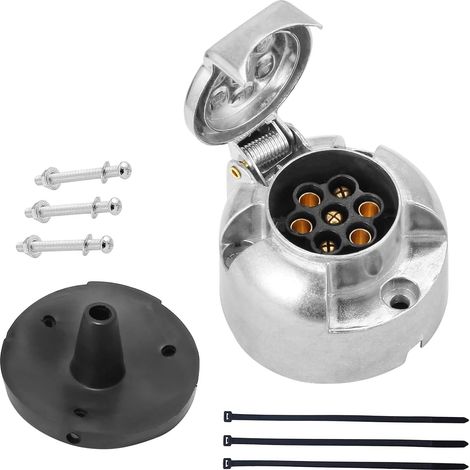 Prise 7Broches Métal Remorque,1 Pièce Prise Attelage 7 Broches 12v,Adaptateur Prise Femelle Auto Remorque Camion,Prise 7 Broches Etanche pour Agricole Véhicule,Voiture (DG78S-1) (1/5)