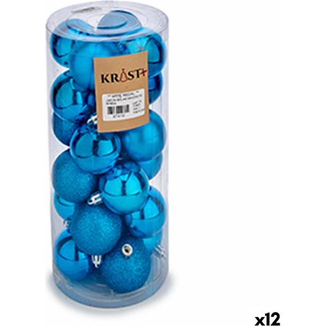 Krist+ S3622515 Kunststoff Set de Kugeln de Weihnachten, Blau, 5cm x 6cm x 5cm, Box de 12 (1/3)