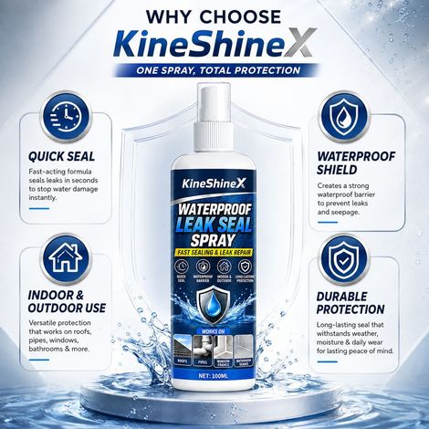 KineShineX Waterproofing and Leak Repair Spray: Quickly seals leaks, provides a powerful waterproof barrier for roofs, pipes, and windows. (1/4)