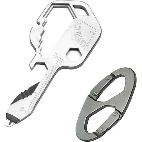 Chiave multifunzione 24 in 1 in acciaio inossidabile, pratico mini portachiavi per sport all'aria aperta e per la risoluzione di piccoli problemi quotidiani. (1/4)