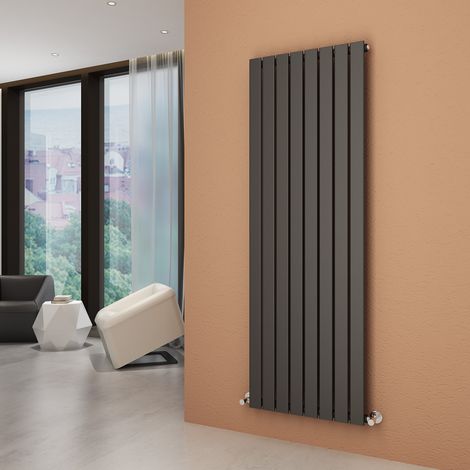 ELEGANT 1800x608mm Vertical Designer Single Flat Panel Column Radiator Anthracite Central Heating with Chrome Thermostatic Radiator Valves (1/5)