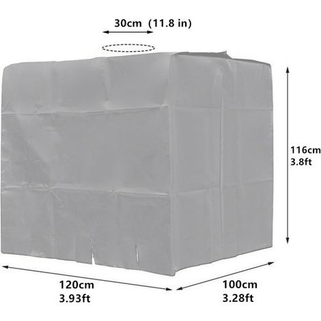 Bâche Réservoir d'eau IBC 1000 L Couverture Container Citerne Eau Pluie avec Fermeture éclair Coupe-Vent Anti-UV 420D Résistant à la Déchirure（gris） (1/5)