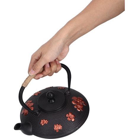 Théière en Fonte Classique 0.9L Motif Cerisier Oriental pour Thé et Boissons Chaudes (1/5)