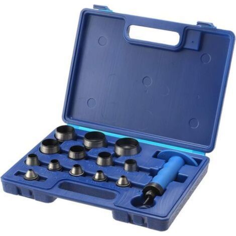 Set mit 14 Hohlstanzen, professionelle Lederstanzen von 5 bis 35 mm mit Klemmgriff für Lederarbeiten, Gummidichtungen für Gürtel und Armbänder (1/5)