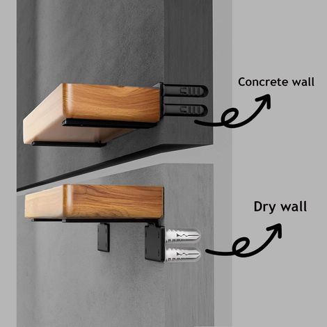 Support d'étagère suspendu robuste, support en L dissimulé en métal noir, support d'étagère murale de style industriel moderne, lot de 4 - 40×150 (1/3)