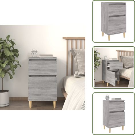 The Living Store Comodino Grigio Sonoma 40x35x70 cm - Comodino moderno