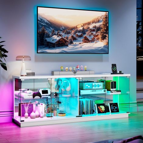 Glasvitrine mit LED-Beleuchtung, USB-Ladestation und Bewegungssensor (1/5)