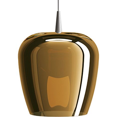 Zafferano Lampada a sospensione Bilia 230V LED 8W in alluminio e vetro borosilicato soffiato a bocca colore bronzo, design a campana alta 333 cm