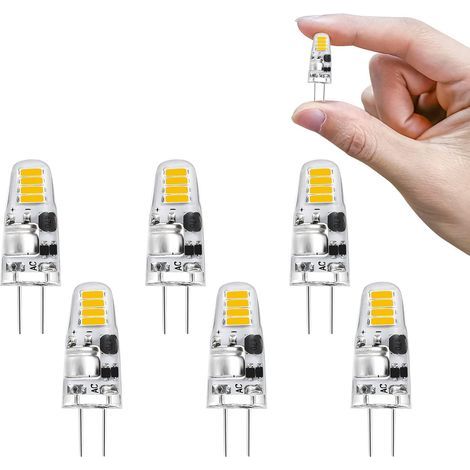 Pack of 6 G4 LED Bulbs 12V 1.2W Natural White 4000K Silicone for Kitchen Bedroom Dining Room (1/5)