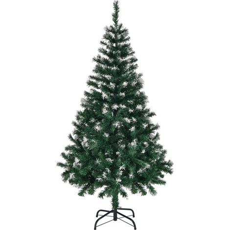 1,52 m künstlicher Weihnachtsbaum mit Schneespitzen, unbeleuchteter Weihnachtsbaum mit 480 Zweigspitzen und stabilem Metallständer für Büro, Zuhause, Geschäft, Party, Weihnachtsdekoration, Grün und Sc (1/5)