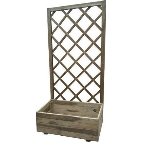 Fioriera con pannello grigliato legno pino impregnato in autoclave cm 70x35x140