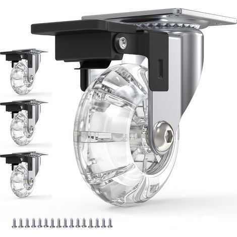 Lot de 4 Roulettes Pour Meubles avec Freins,Roulettes Pivotante Rotation à 360°,Jusqu'à 600KG,sans Traces au Sol,Vis Incluses (1/5)