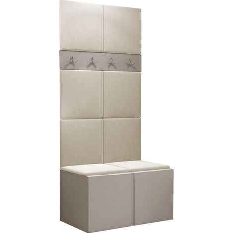 Conjunto para recibidor Pinis IV, Manila 02, 186x84x46cm, Aglomerado laminado, Tapiz, Colocada, Montada en la pared